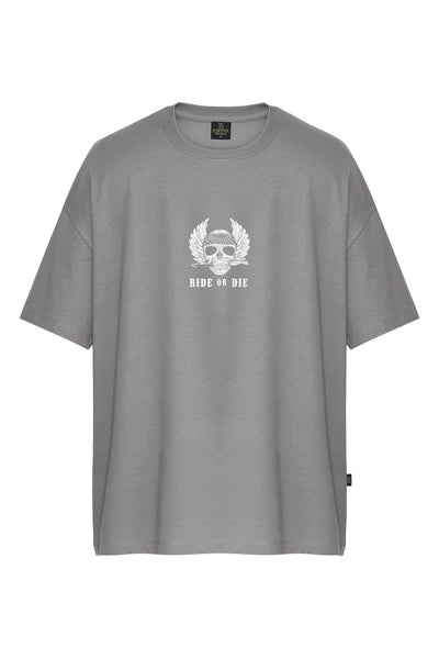 Oversize Baskılı Kısa Kollu Tişört